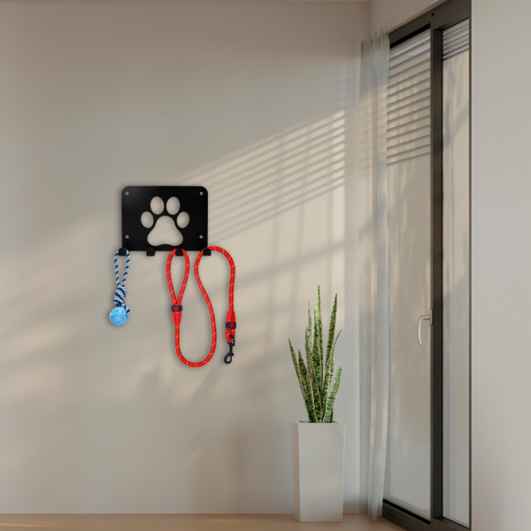 Perchero funcional Para Mascotas de Acero - Diseño Huellitas - Imagen 3