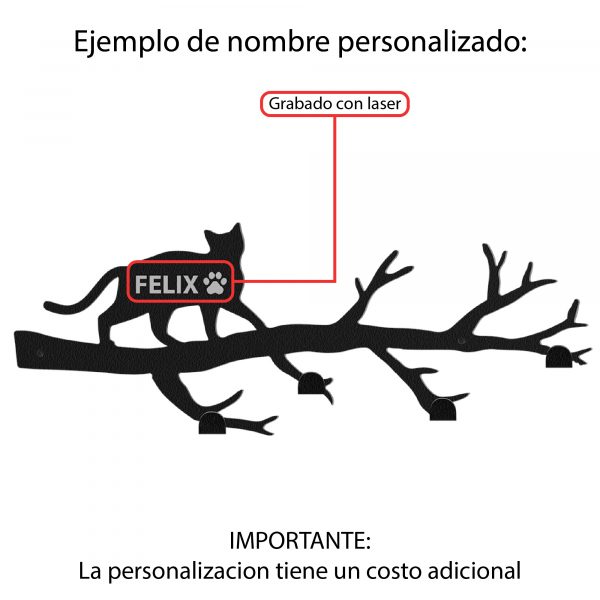 Perchero de Pared con Diseño de Gato en rama - Imagen 10