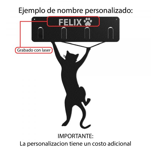 Perchero de acero con diseño de gato colgando - Imagen 6