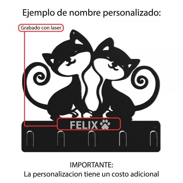 Perchero de acero con diseño de dos gatos enamorados - Imagen 8
