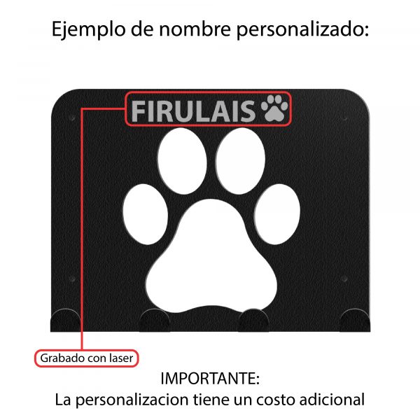 Perchero funcional Para Mascotas de Acero - Diseño Huellitas - Imagen 4
