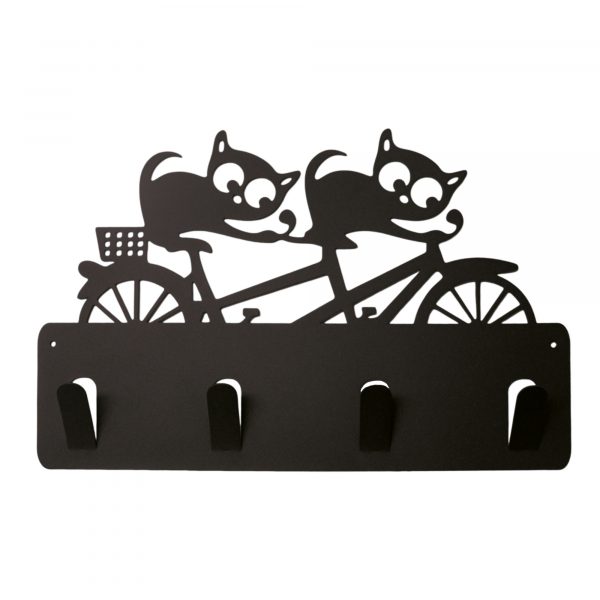 Perchero para Mascotas en Acero - Diseño Gatos y Bicicletas - Imagen 6