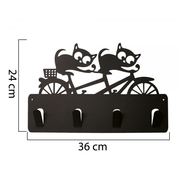 Perchero para Mascotas en Acero - Diseño Gatos y Bicicletas - Imagen 2