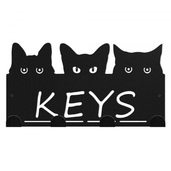Perchero de acero para mascotas - Diseño de 3 gatos con la palabra KEYS - Imagen 7