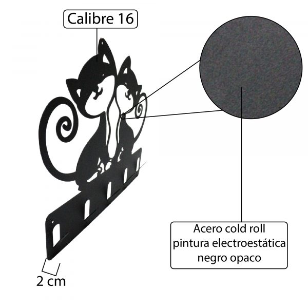Perchero de acero con diseño de dos gatos enamorados - Imagen 4