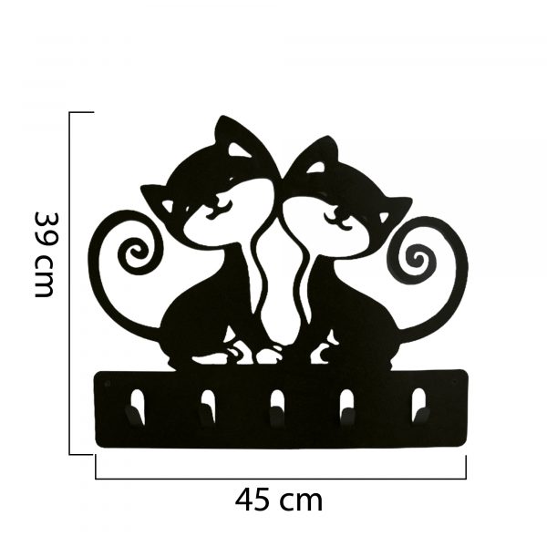 Perchero de acero con diseño de dos gatos enamorados - Imagen 3
