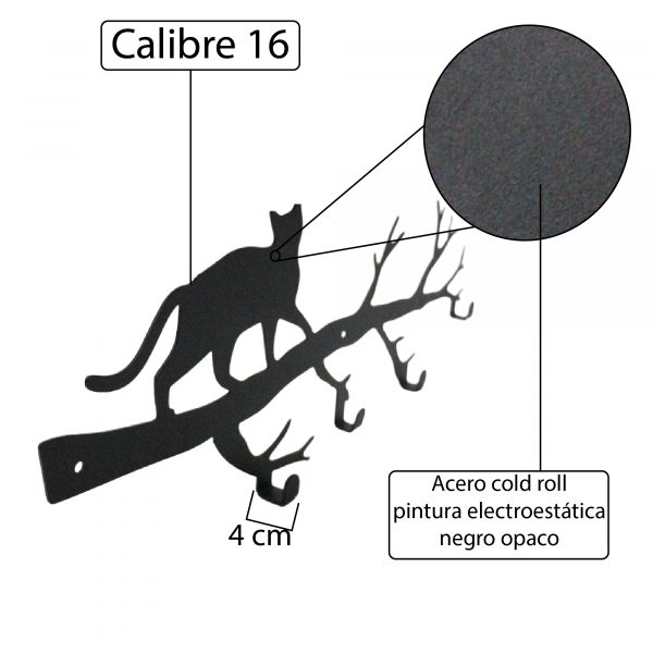 Perchero de Pared con Diseño de Gato en rama - Imagen 5