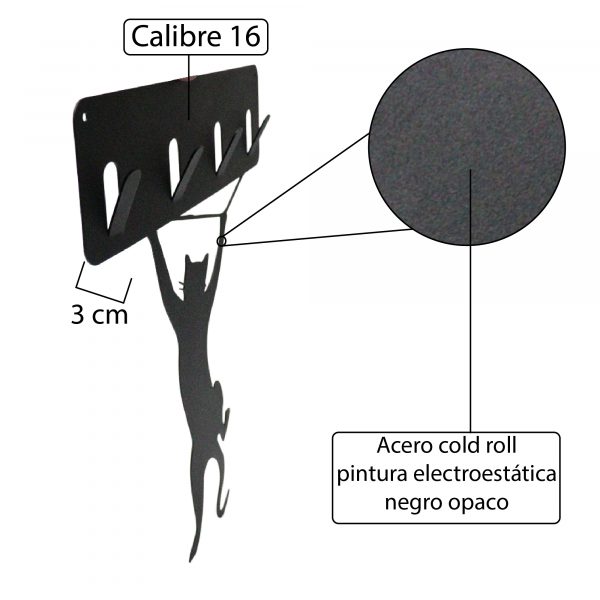 Perchero de acero con diseño de gato colgando - Imagen 9