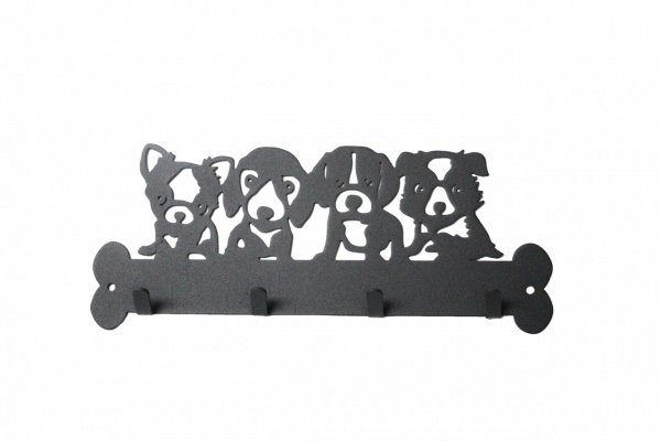 Perchero de Acero Cold Roll con Diseño de 4 cachorros pequeños - Imagen 2