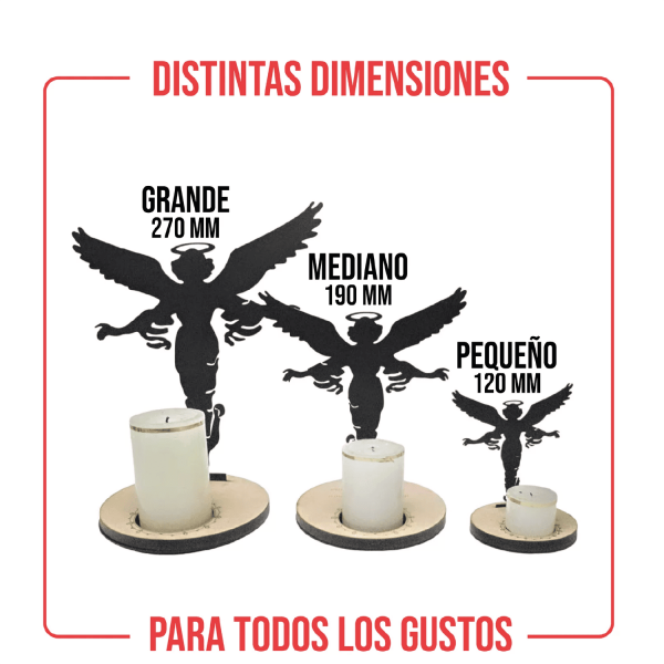 Porta Vela de Ángel en Madera y Hierro - Proyección Decorativa Única - Imagen 4