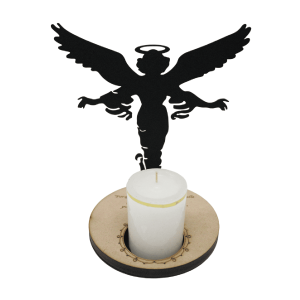 Porta Vela de Ángel en Madera y Hierro - Proyección Decorativa Única