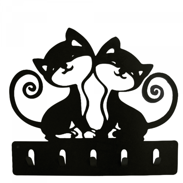 Perchero de acero con diseño de dos gatos enamorados - Imagen 2