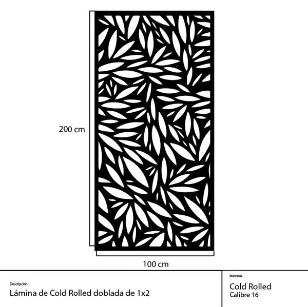 Panel Metálico Decorativo con Diseño de Hojas - Imagen 3